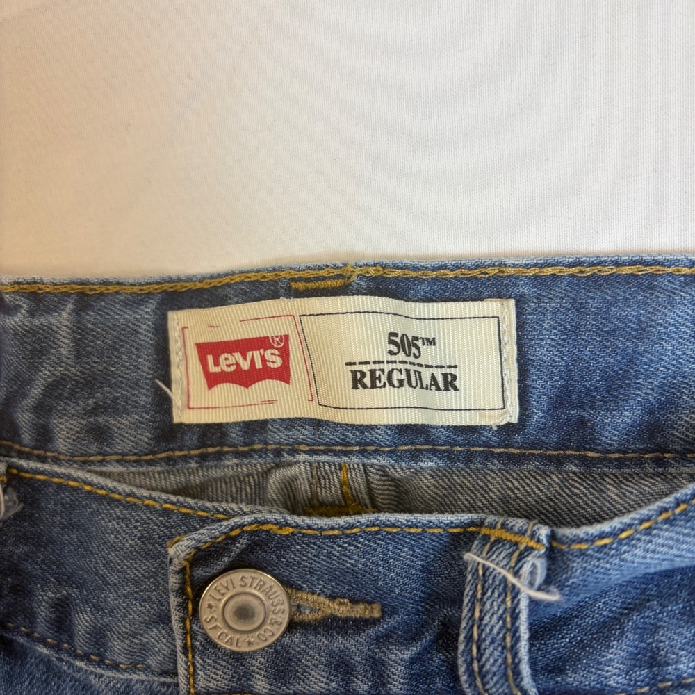 Levis 505 Regular Fit Jeans Boys 12 Reg 26x26 Medium Wash Blue Denim Adjustable - Picture 8 of 10